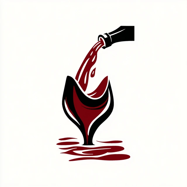 Restaurant Logo Pouring Cognac Red and White