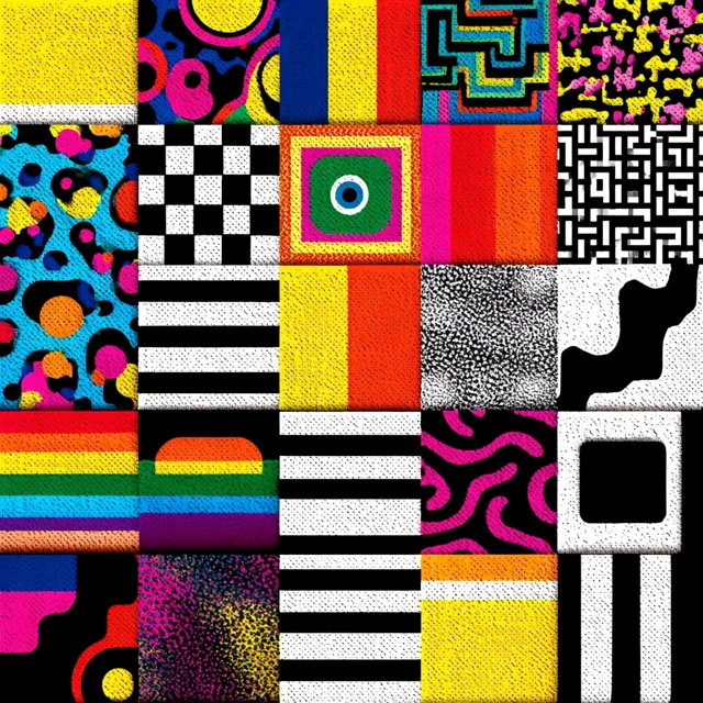 Retro 1980s Quilt Pattern Digital Design