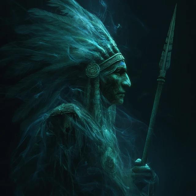 Ghostly Indian Warrior Chief Fantasy Art
