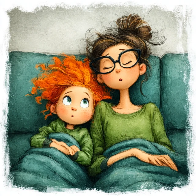 Cute illustration of a mother and daughter
