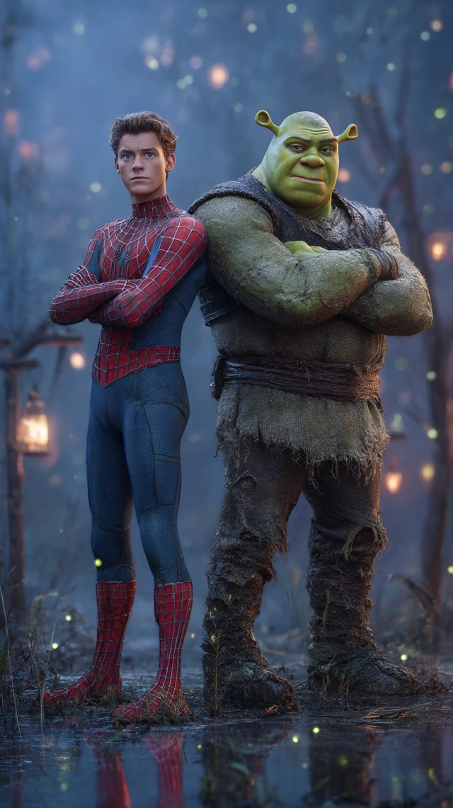 SpiderMan and Shrek Photorealistic Portrait