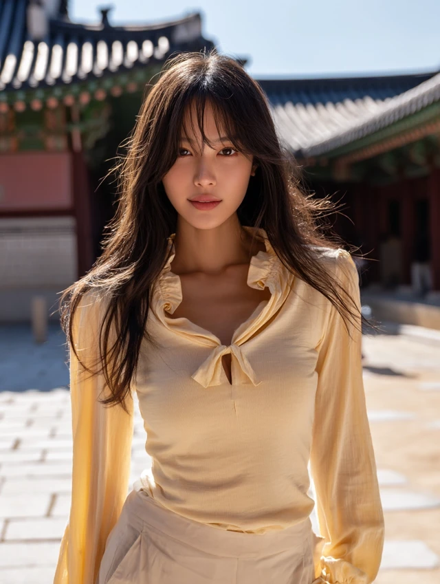 Korean Fashion Model in Seoul Sunlight