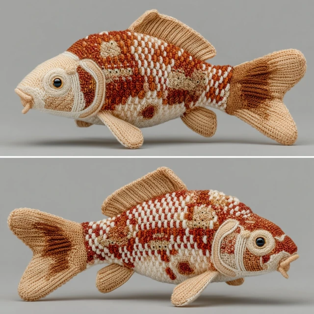 Crochet Carp Handmade Toy Fish Studio Photography