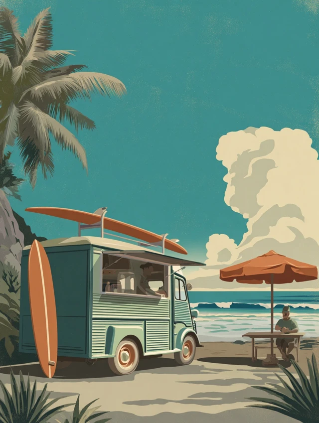 Vintage Beach Food Truck Poster Perdido Key Florida