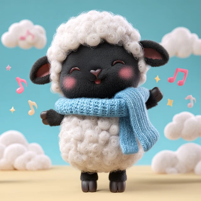 Cute Baby Sheep Mascot 3D Cartoon Illustration