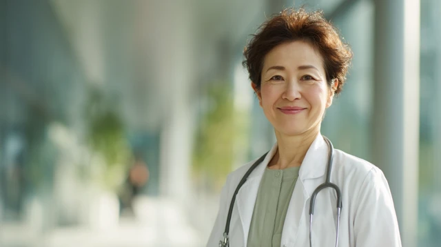 Japanese Doctor Smiling Portrait Cinematic Look