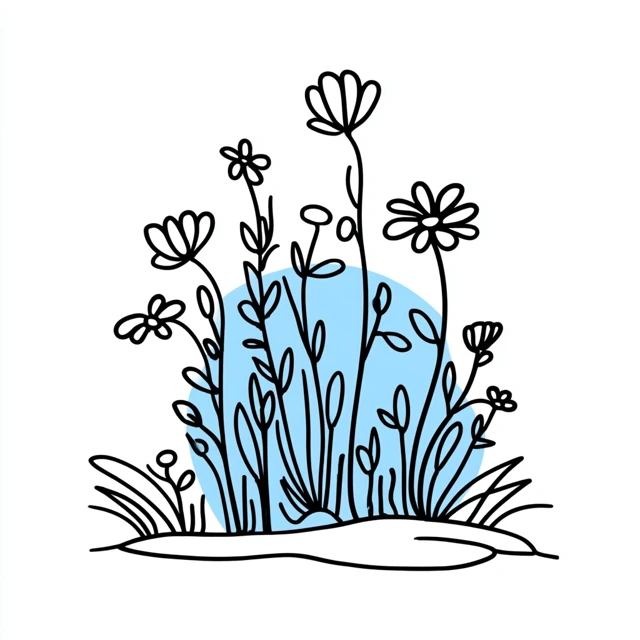 Simple Flower Doodle Line Art Coloring Page