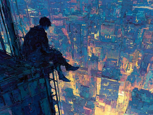 Cyberpunk City Night Scene Illustration
