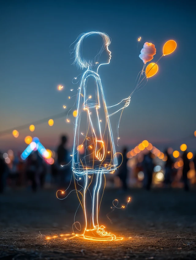 Carnival Sunset Neon Child Art