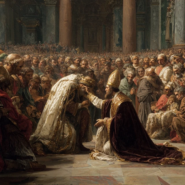 Charlemagne Coronation in a Grand Cathedral Painting
