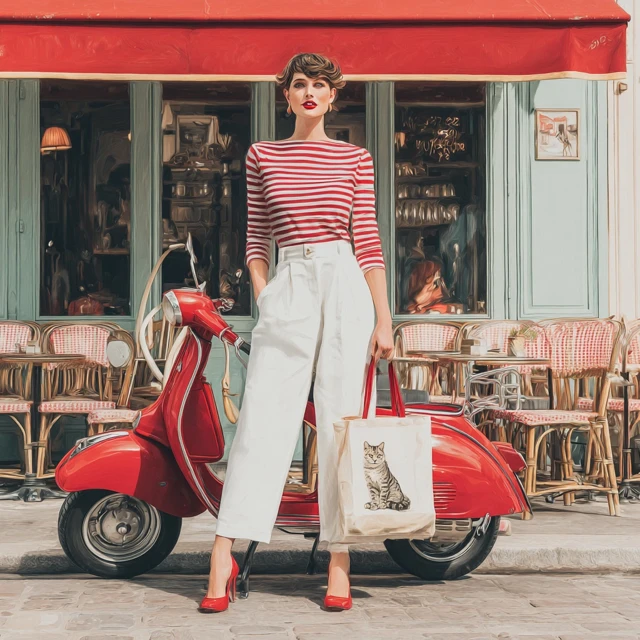 Chic French Woman in Paris Fashion Photography