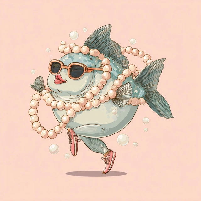 Elegant Fish Aerobics Cartoon Character Pearls Sunglasses