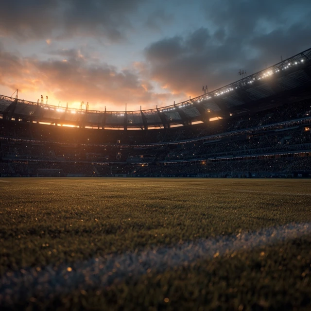 Soccer Stadium Sunset Atmosphere