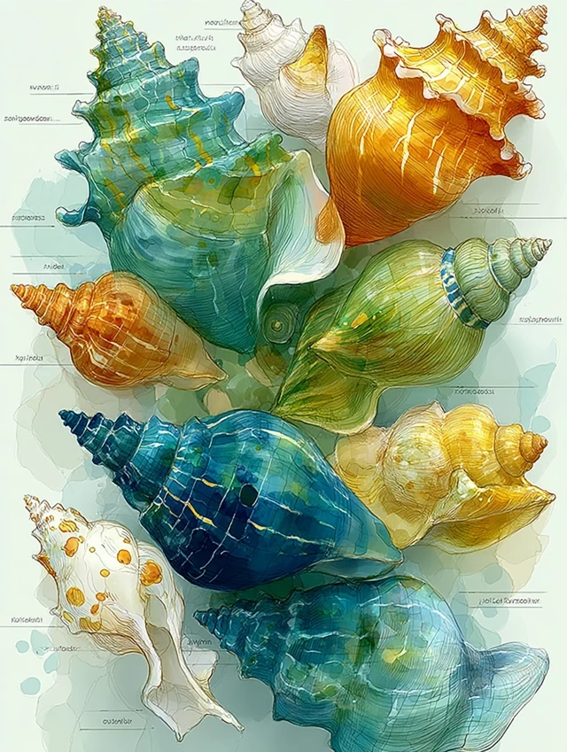 Seashell Pattern Design with Soft Colors