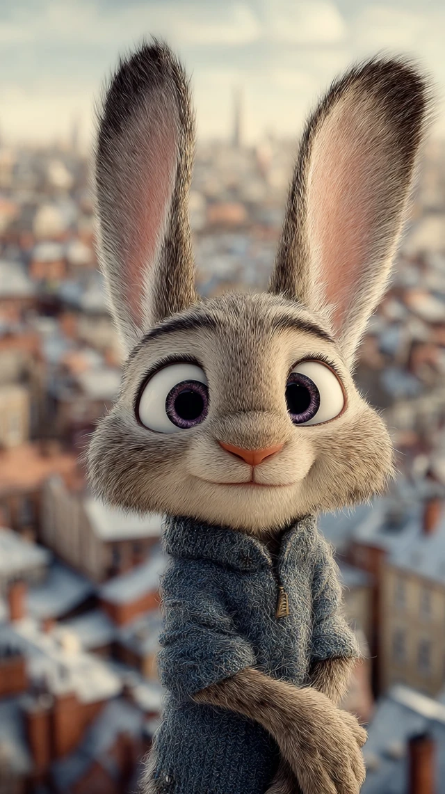 Zootopia Rabbit Fox Hybrid 3D Pixar Style