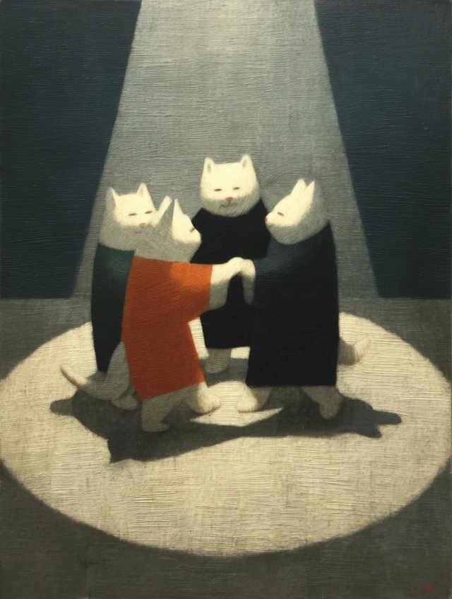 Dancing Cats in a Circle Dream Core Matisse Art