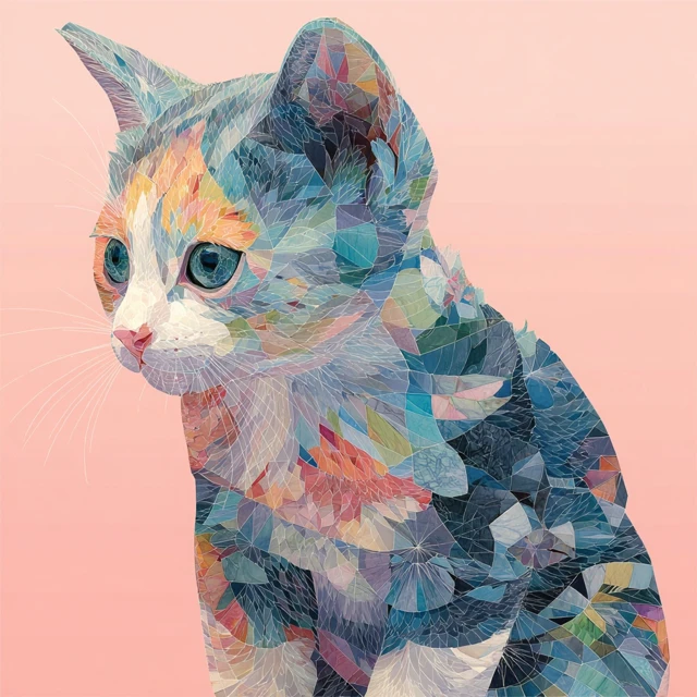 Kaleidochromic Kitten Vibrant Cat Closeup