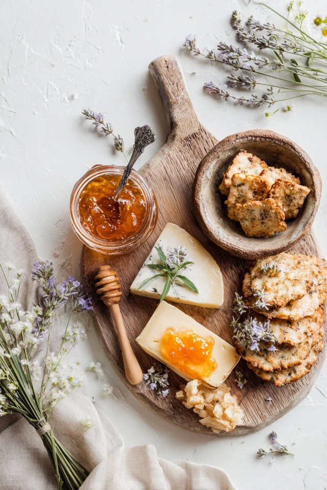 Sophisticated Cheese Board with Peach Lavender Jam