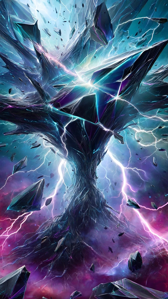 Crystal Tree in Neon Landscape