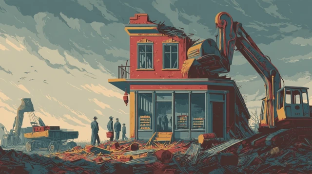Art Deco Propaganda Small Business Demolition