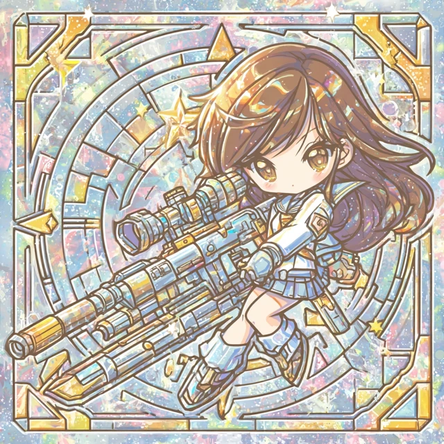 Chibi Anime Girl with Sniper Rifle Sticker Art