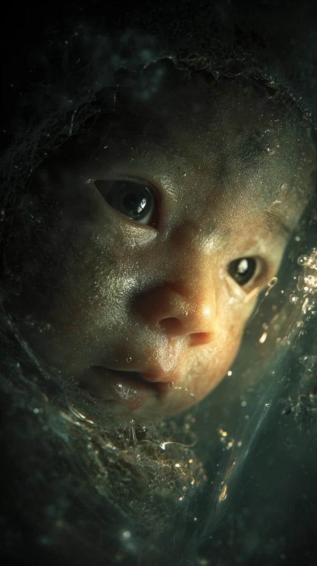 Realistic Fetus in Womb Thinking Deeply