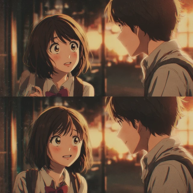 Anime Romantic Moment Japanese Boy and Girl