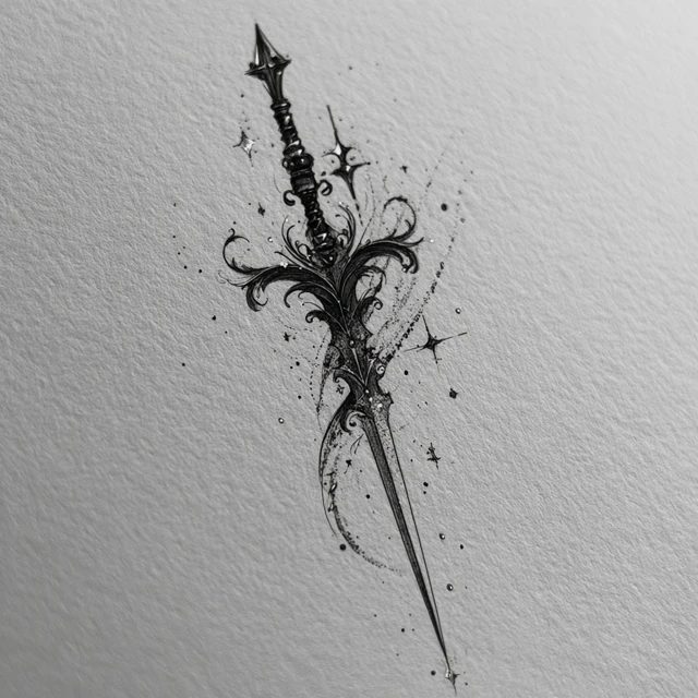 Ethereal Sword Tattoo Gothic Fairy Y2K Art