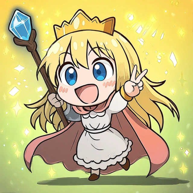 Anime Girl Chibi with Crystal Staff