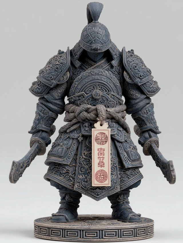 Armored Chinese Warrior Figurine 3D Printable Model