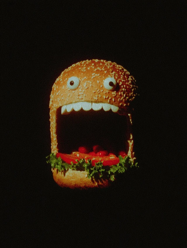 Hamburger Face Funny Food Illustration