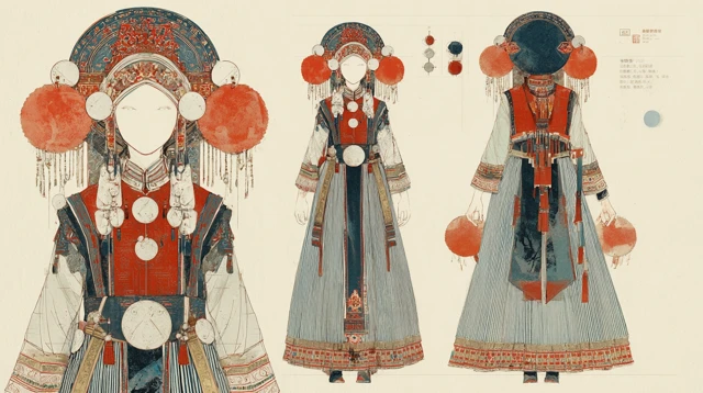 Nu Ethnic Performer Folk Costume Fashion Illustration