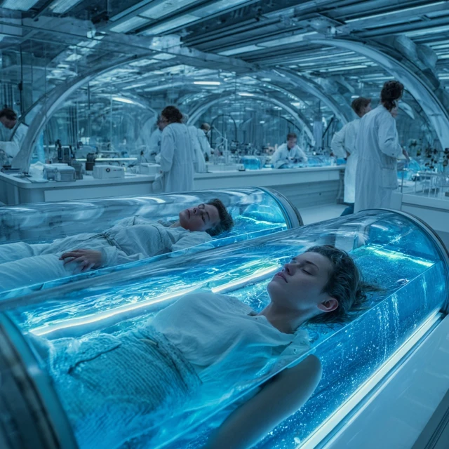 Futuristic Laboratory Sleeping Pods Scene