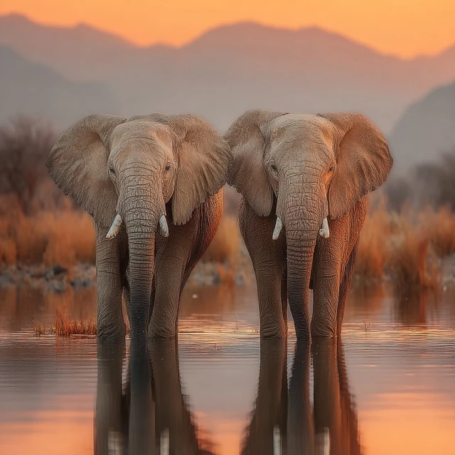 Majestic Elephants Golden Hour Wildlife Photography