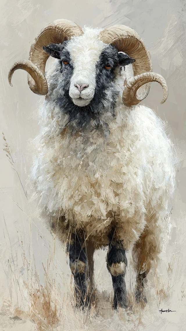 Sheep Portrait Artistic Animal Painting