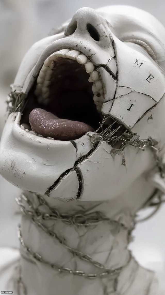 Cracked Porcelain Woman Digital Glitch Art
