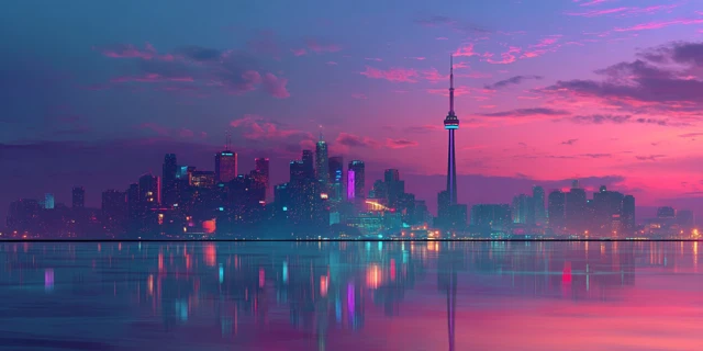 Synthwave Toronto Skyline Illustration