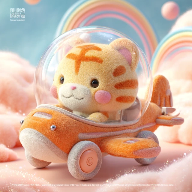 Flying Cat No 1 Disney-Style Aircraft 3D Illustration
