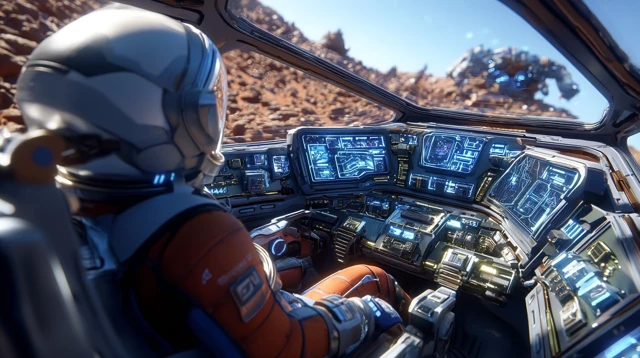 Mars Rover Cockpit SciFi Illustration