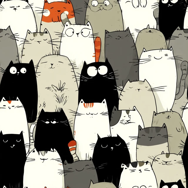 Cute Kitten Clipart: Whimsical Cat Illustration