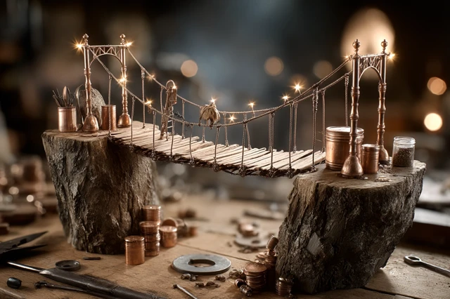 Wooden Bridge over Stone Fantasy Art