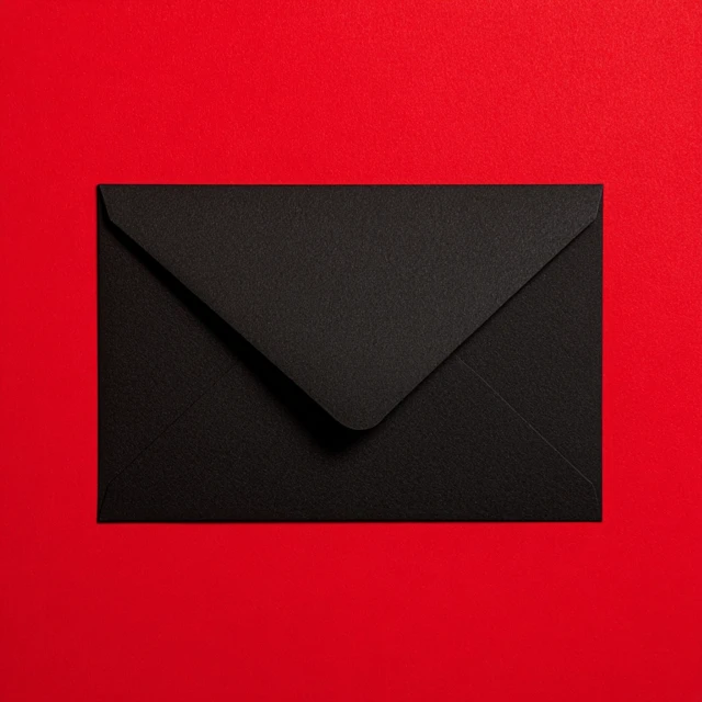 Black Envelope on Red Background