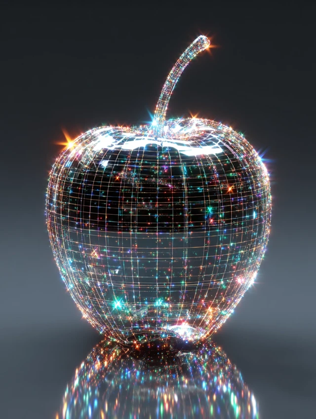 Futuristic Digital Apple SciFi 3D Render
