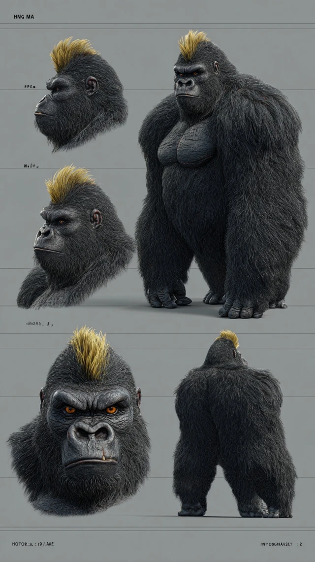 Huang Mao Anthropomorphic Gorilla Character Sheet