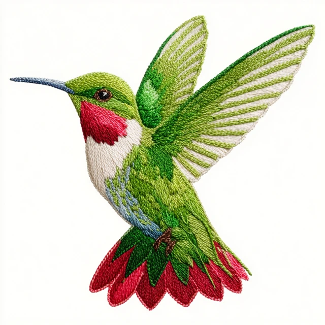 Hummingbird Embroidery Pattern Bright Colors