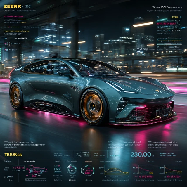 Zeekr 001 Cyberpunk Electric Car Futuristic Design