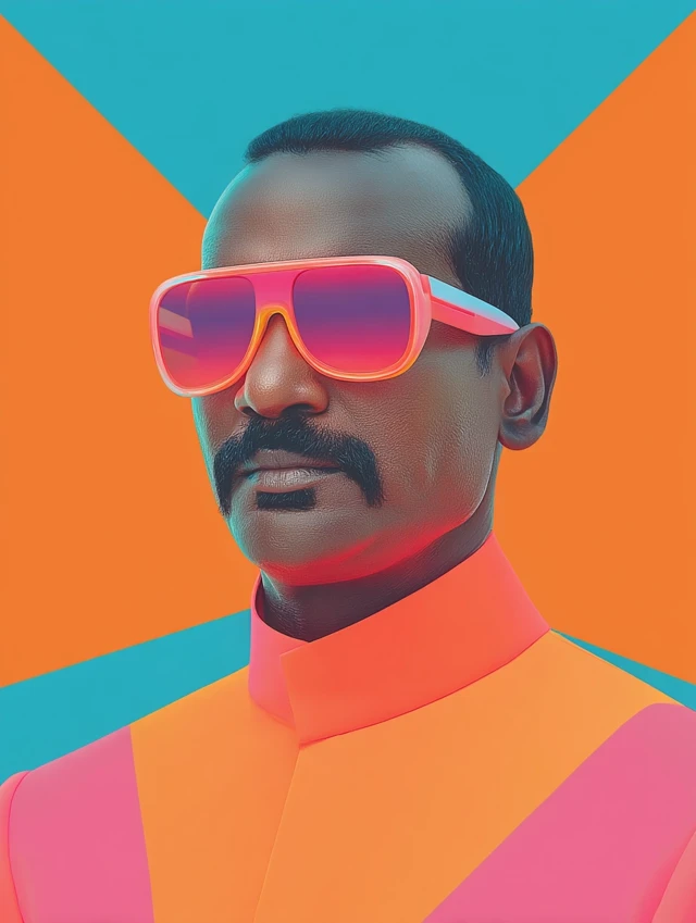 Modern Portrait: Androgynous Person with Neon Sunglasses
