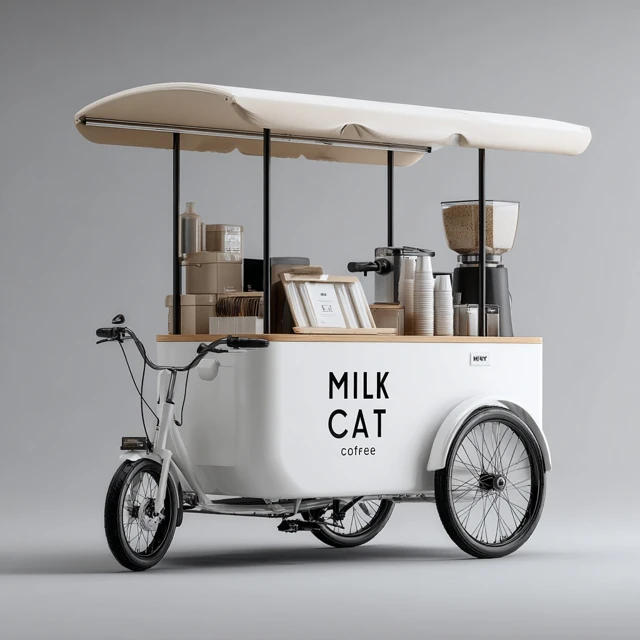 Modern White Milk Cat Coffee Cart Design