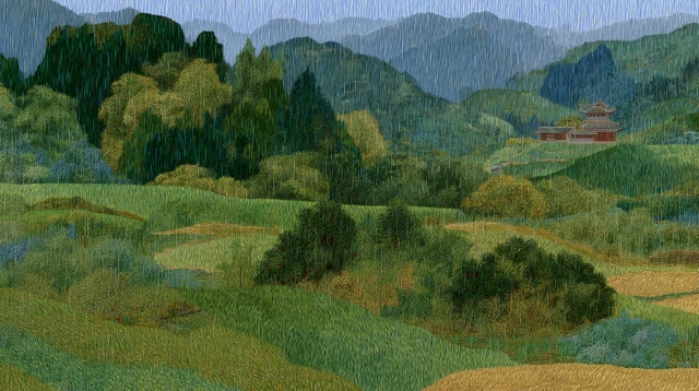 Spring Rain Countryside Chinese Painting