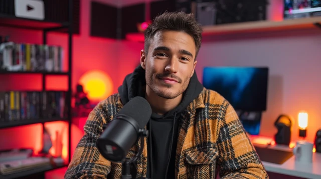 YouTube Content Creator in Modern Studio